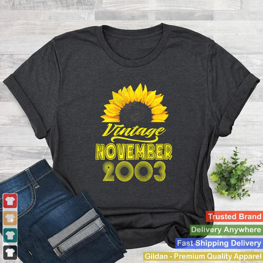 Apparel Sunflower Vintage November 2003 18 Birthday T Shirt