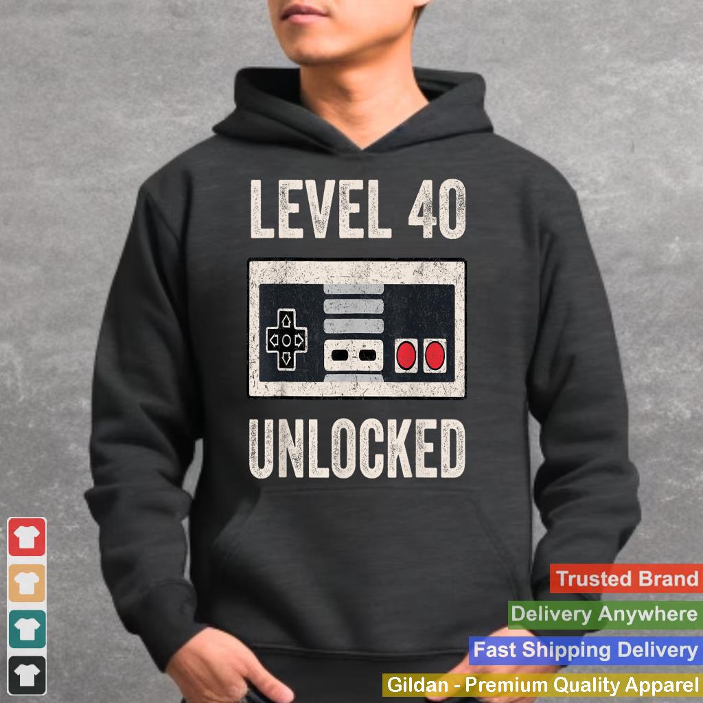 Level 40 Unlocked Video Gamer 40th Birthday Gift