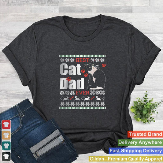 Best Dad Ever Best Cat Parents Tuxedo Cat Lovers Xmas Gift T Shirt