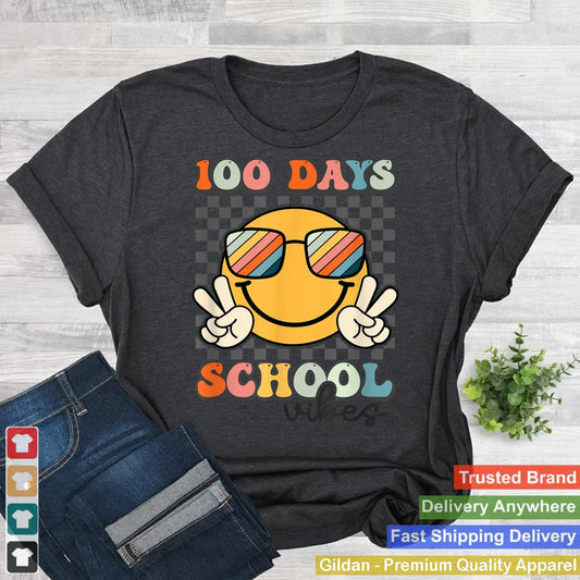 100 Days Vibes 100th Day of School Smile Face Teacher Kids_1