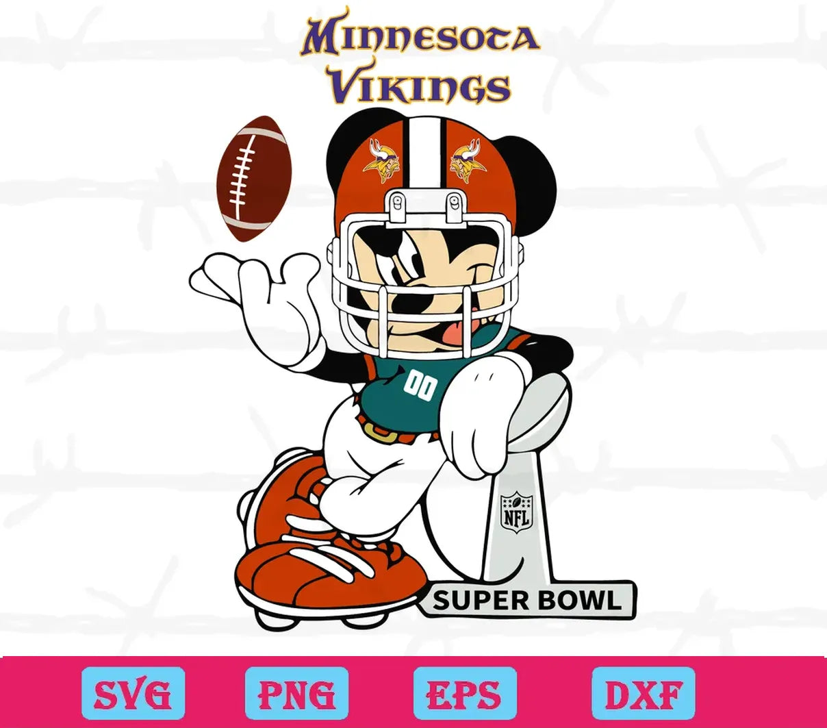 Mickey Mouse Minnesota Vikings, Svg Cut Files