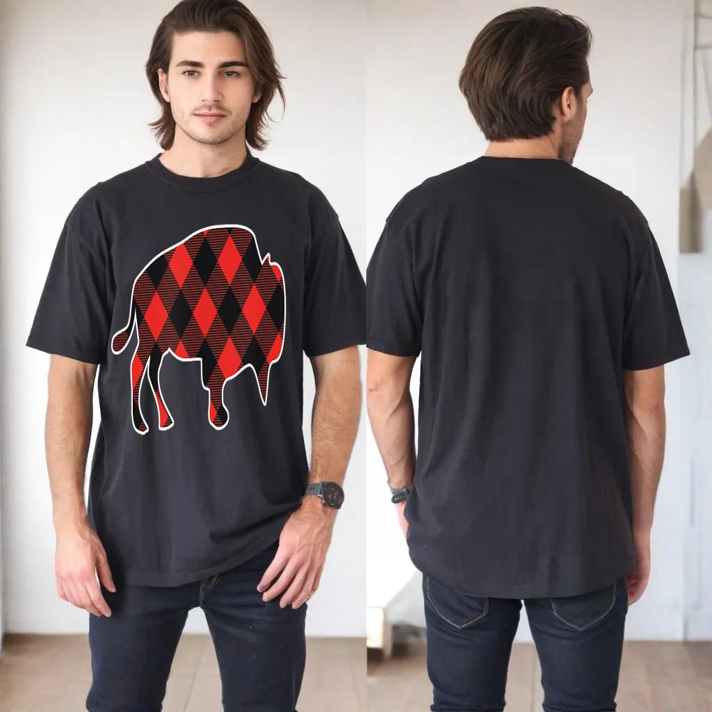 Plaid Raging Buffalo T-Shirt Checkered I Love Buffaloes Tee