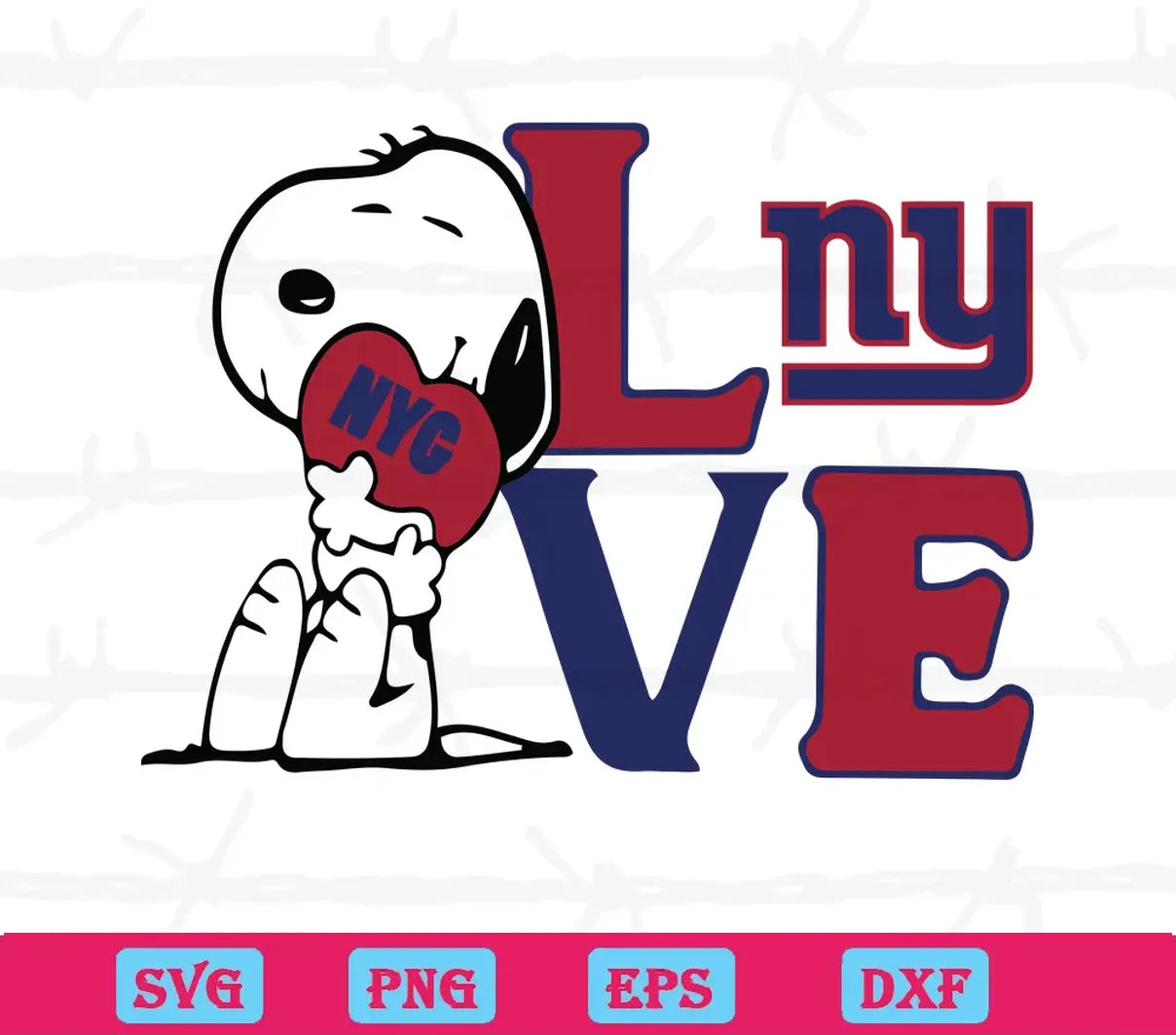 Snoopy Love New York Giants, Svg Png Dxf Eps Digital Download