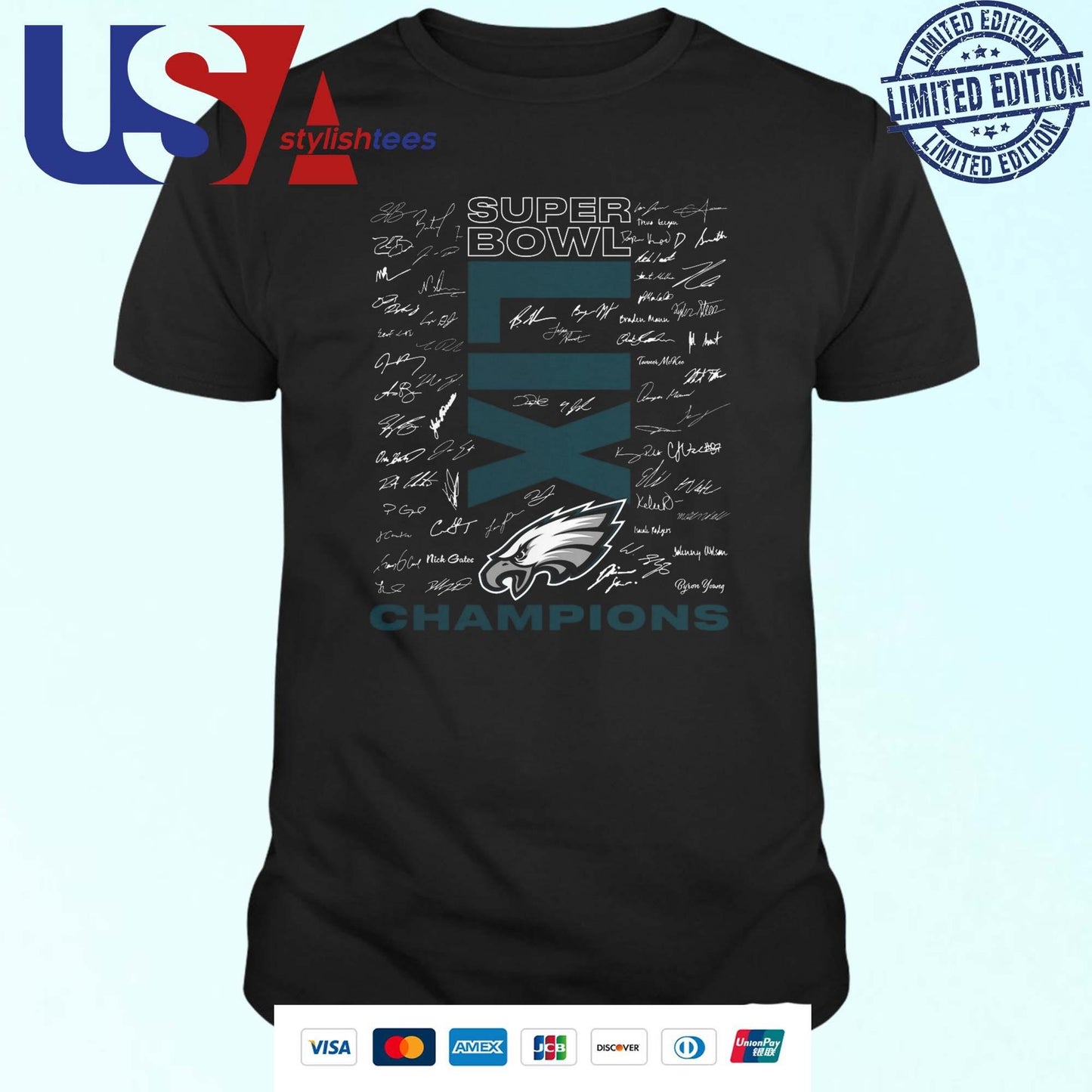 Philadelphia Eagles Super Bowl LIX Champions Signature Roster Shirt