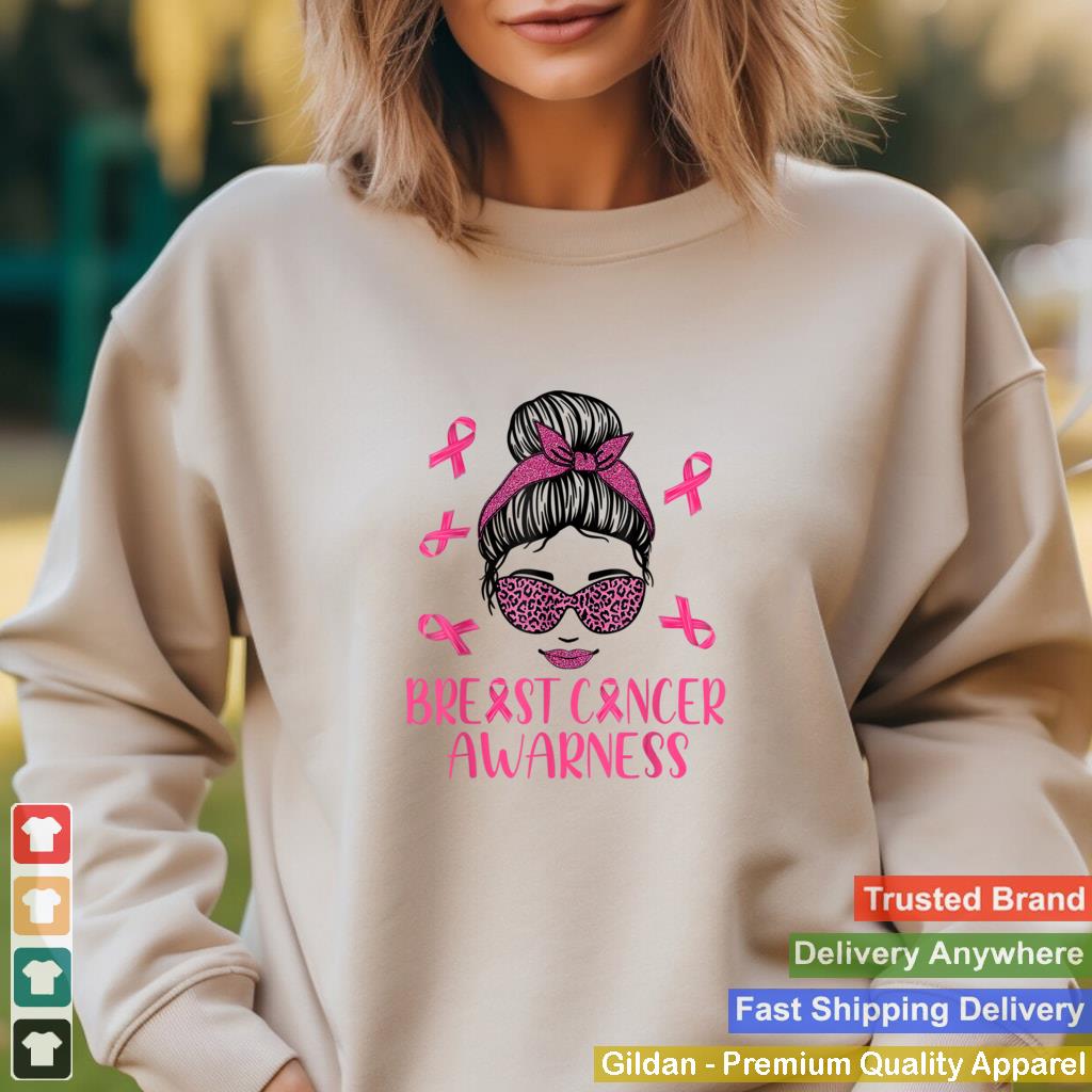 In October We Wear Pink Messy Bun Breast Cancer Awareness T Shirt