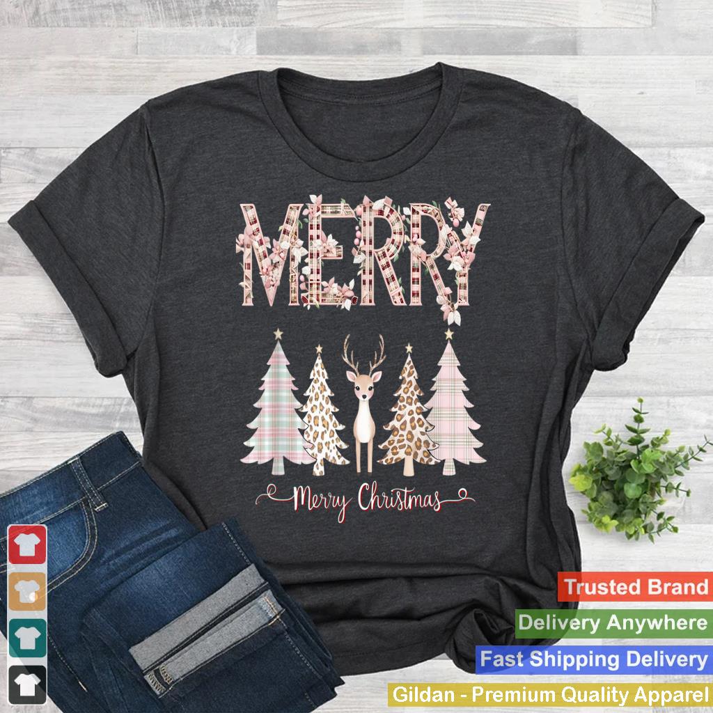 Merry Xmas Leopard Cheetah Buffalo Pink Plaid Christmas Tree