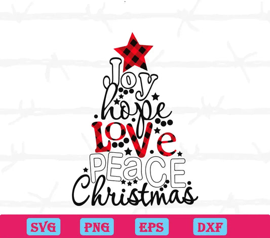 Joy Hope Love Peace Believe Christmas, Laser Cut Svg Files