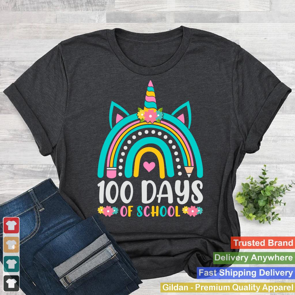 100 Days Smarter Rainbow Unicorn Girls 100th Day of School