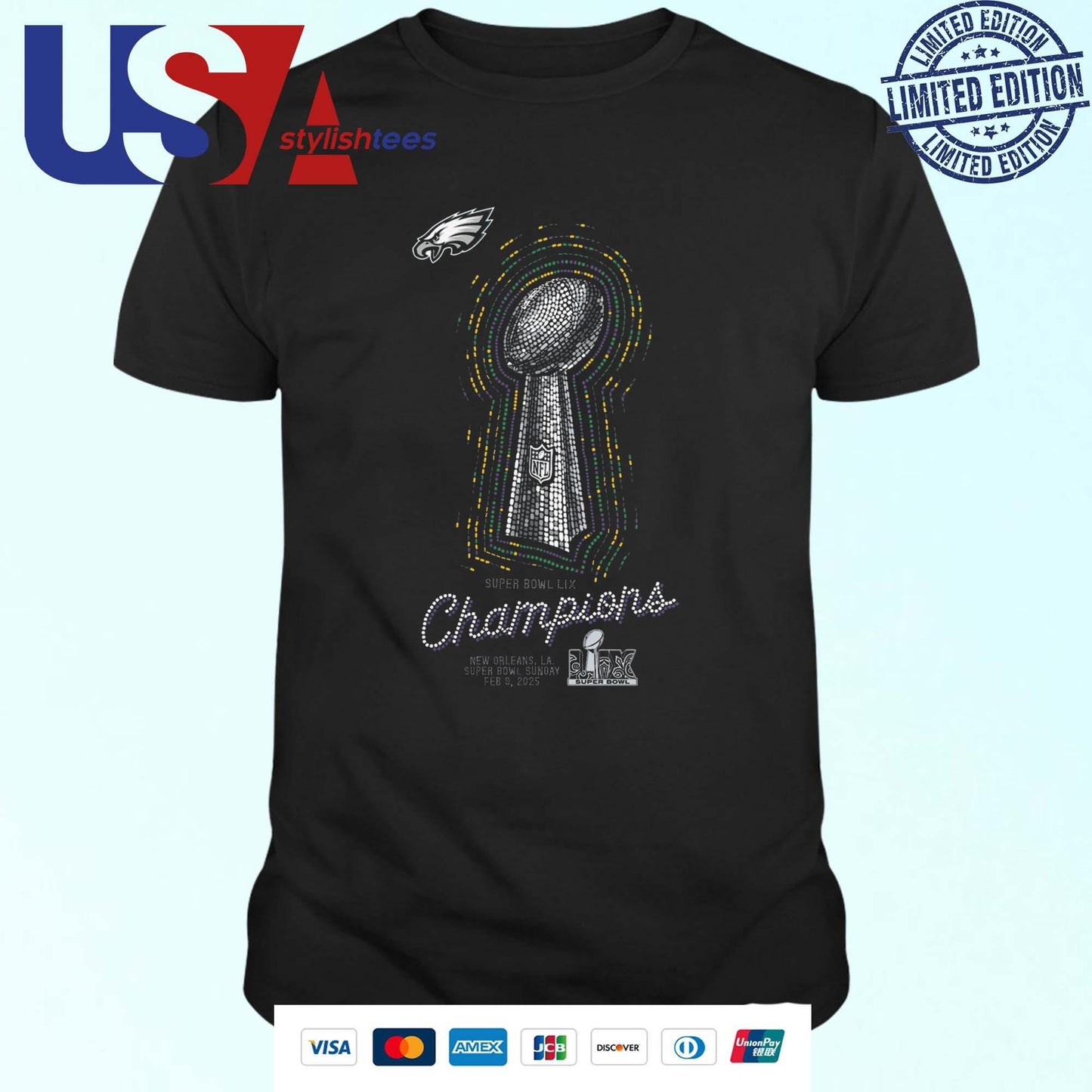 Philadelphia Eagles Super Bowl LIX Champions Lombardi trophy shirt