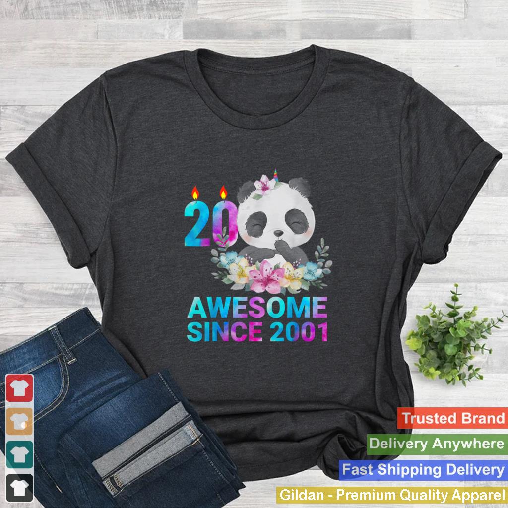 Awesome Since 2001 Cute Panda 20 Years Old 20Th Birthday shirt