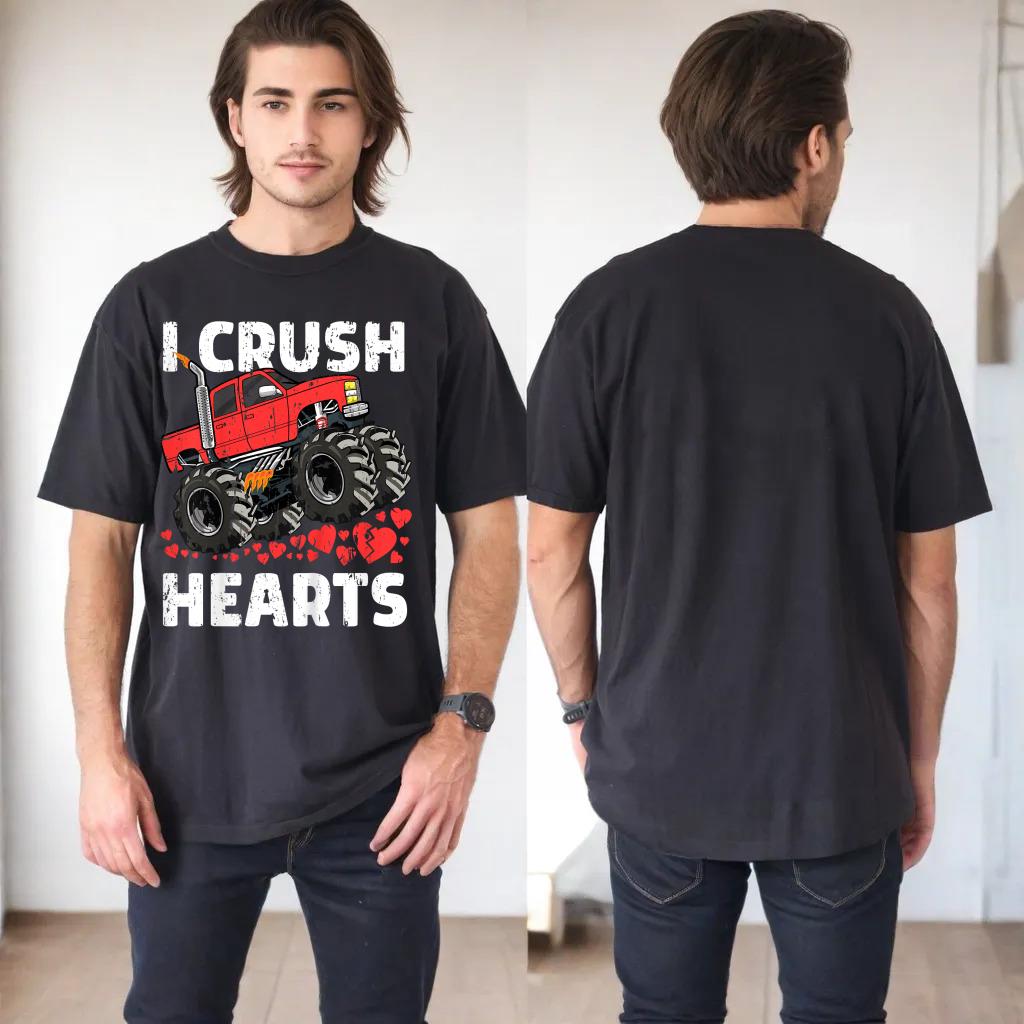 Valentines Day Monster Truck Boys Toddler I Crush Hearts