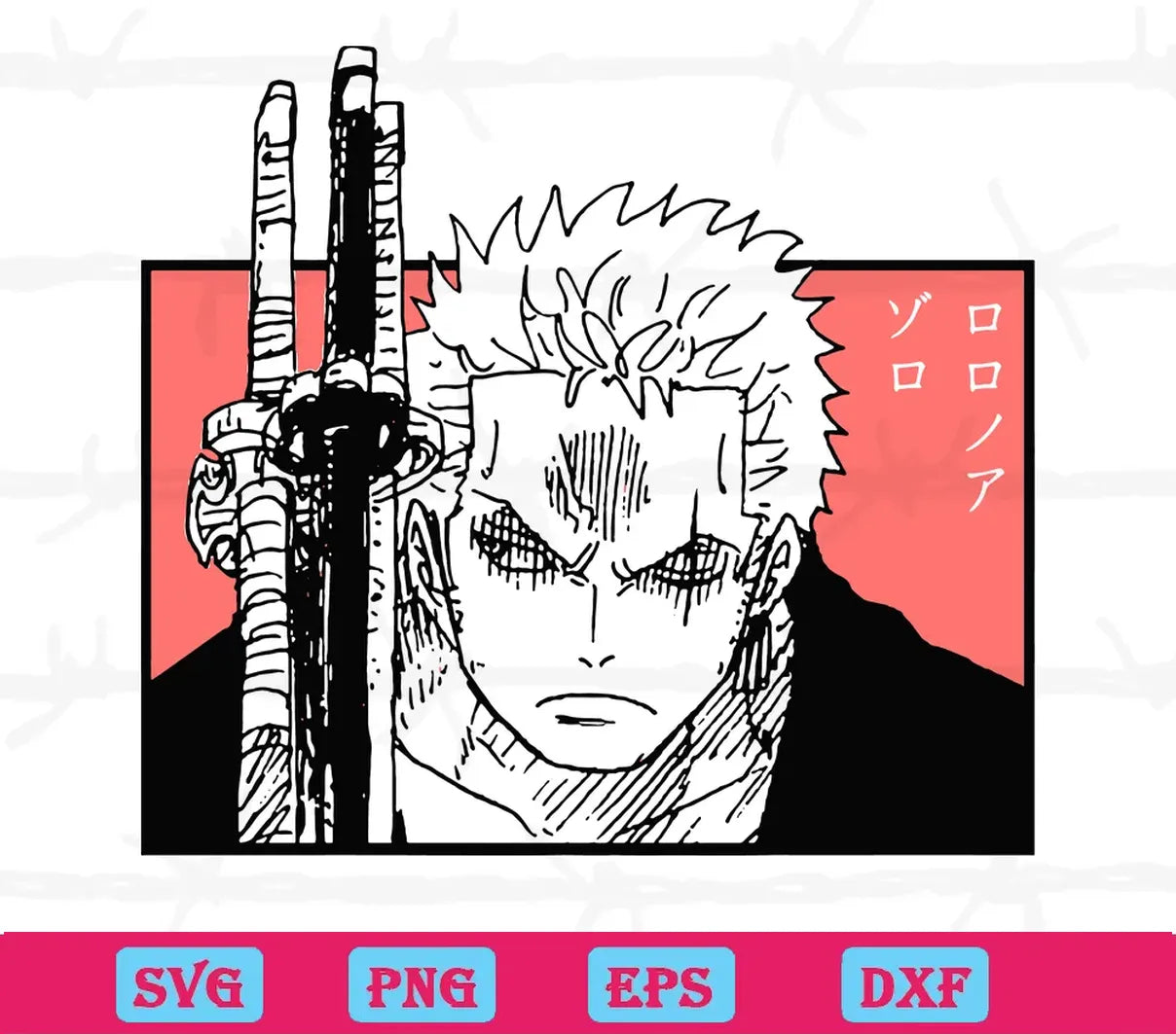 Roronoa Zoro One Piece Anime Sword, Svg Png Dxf Eps Digital Download