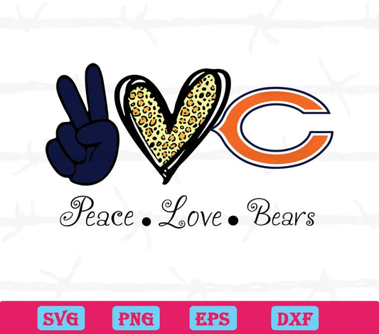 Peace Love Chicago Bears, Svg Png Dxf Eps Digital Files