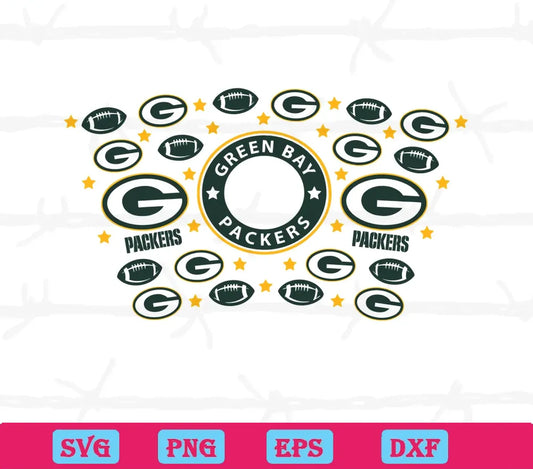 Green Bay Packers Starbucks Wrap, Svg Png Dxf Eps Designs Download