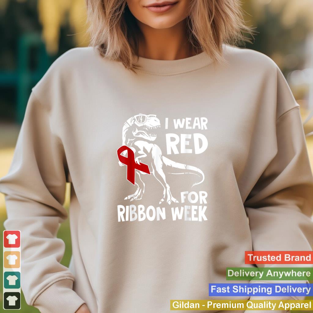 In October We Wear Red Ribbon Week Awareness Trex Kids T Shirt