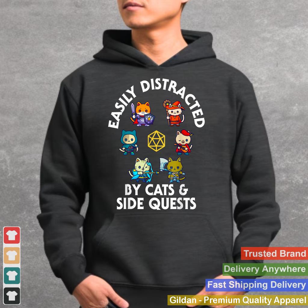 RPG Gamer Cats Side Quests D20 Dice Nerdy Cat Men Women Kids