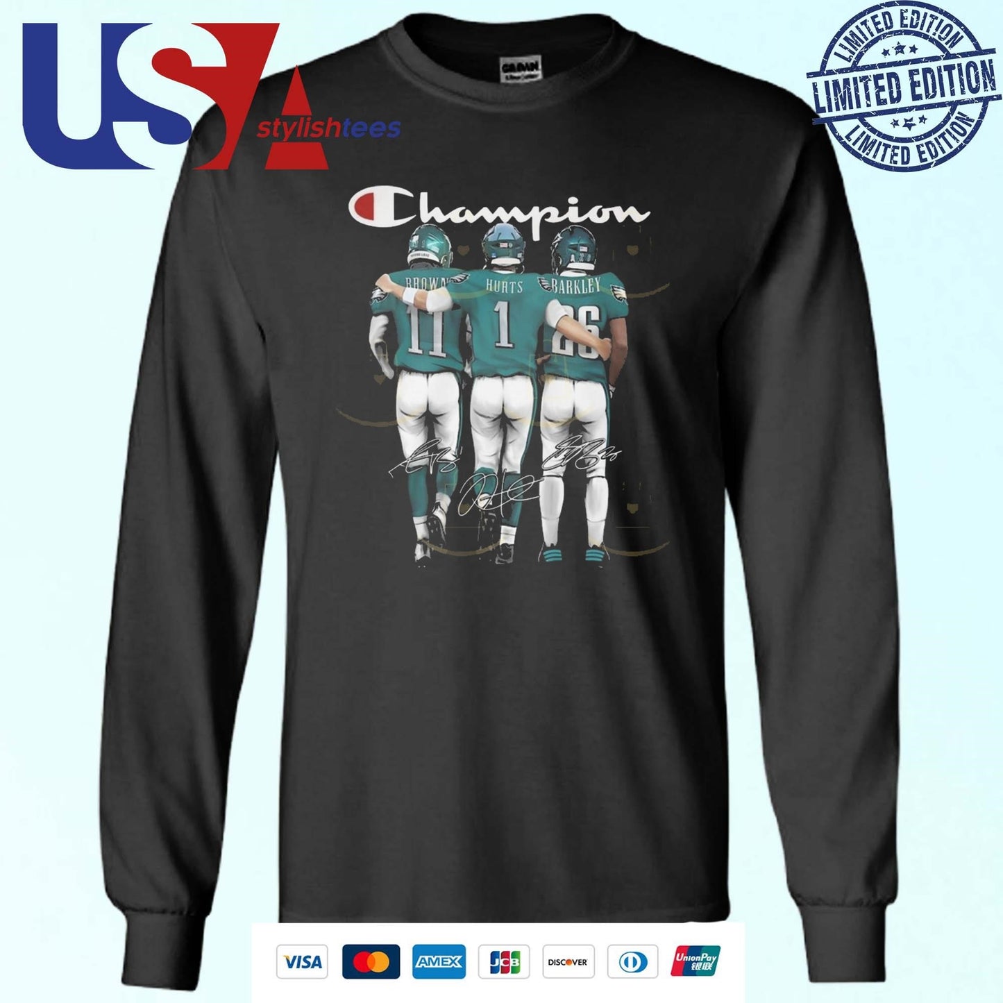 Philadelphia Eagles Champions Brown Hurts Barkley Signatures 2025 Shirt