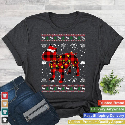 Christmas Shirt for Frenchie Lover Gift Santa Buffalo Plaid