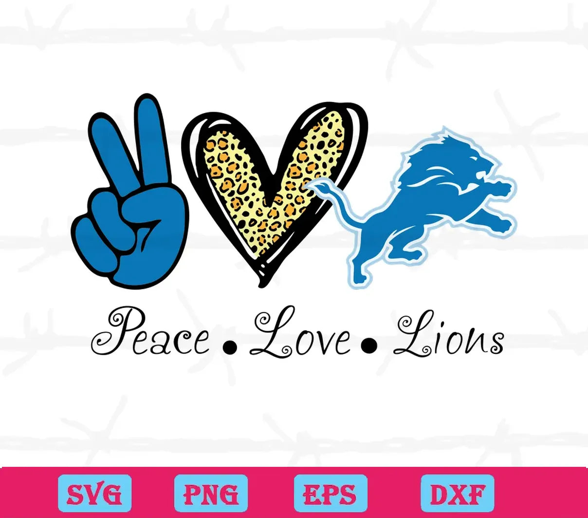 Peace Love Detroit Lions Sport Nfl, Vector Illustrations