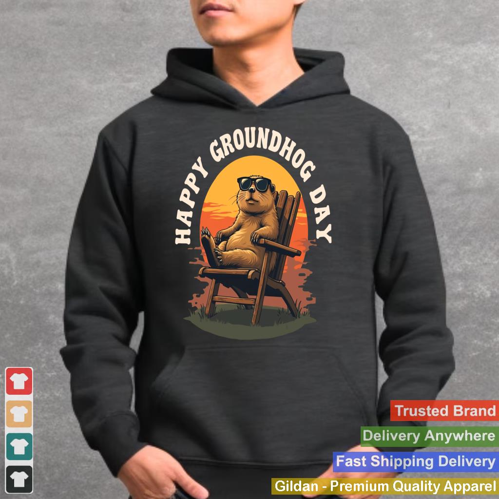 Happy Ground Hog Vintage Sunset Groundhog Day Animal Lover