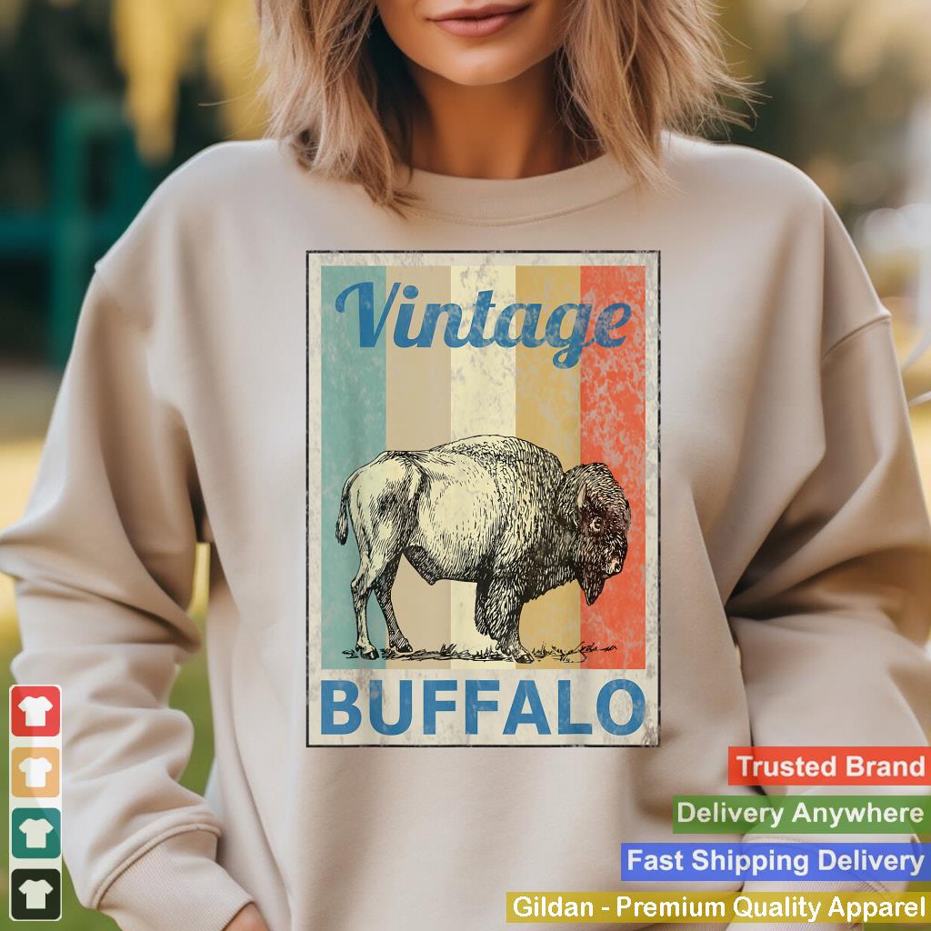 Vintage Bison Buffalo Animal T-Shirt Retro Style Grunge Tee