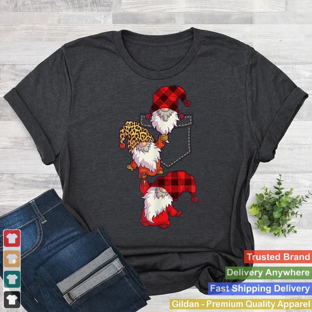 Christmas Gnome in Pocket Women Buffalo Plaid Gnome Lover