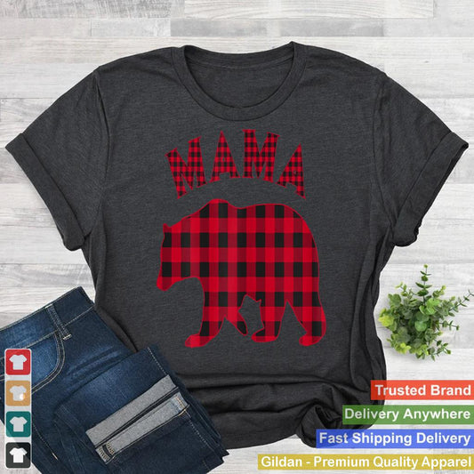 Womens Mama Bear Red Plaid Christmas Buffalo Pajama Gift