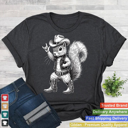 Vintage Squirrel Funny Cowboy Cowgirl Western Country Animal