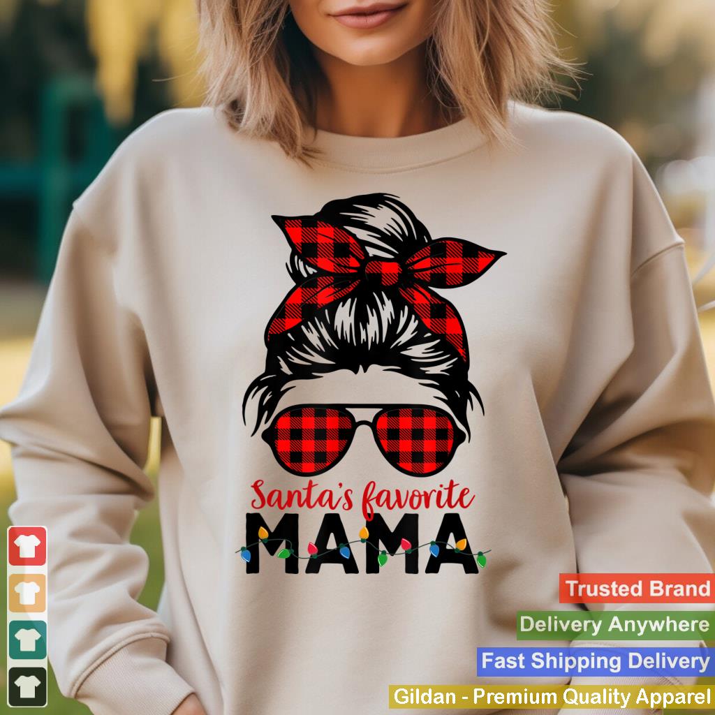 Santa's Favorite Mama Christmas Women Messy Bun Buffalo