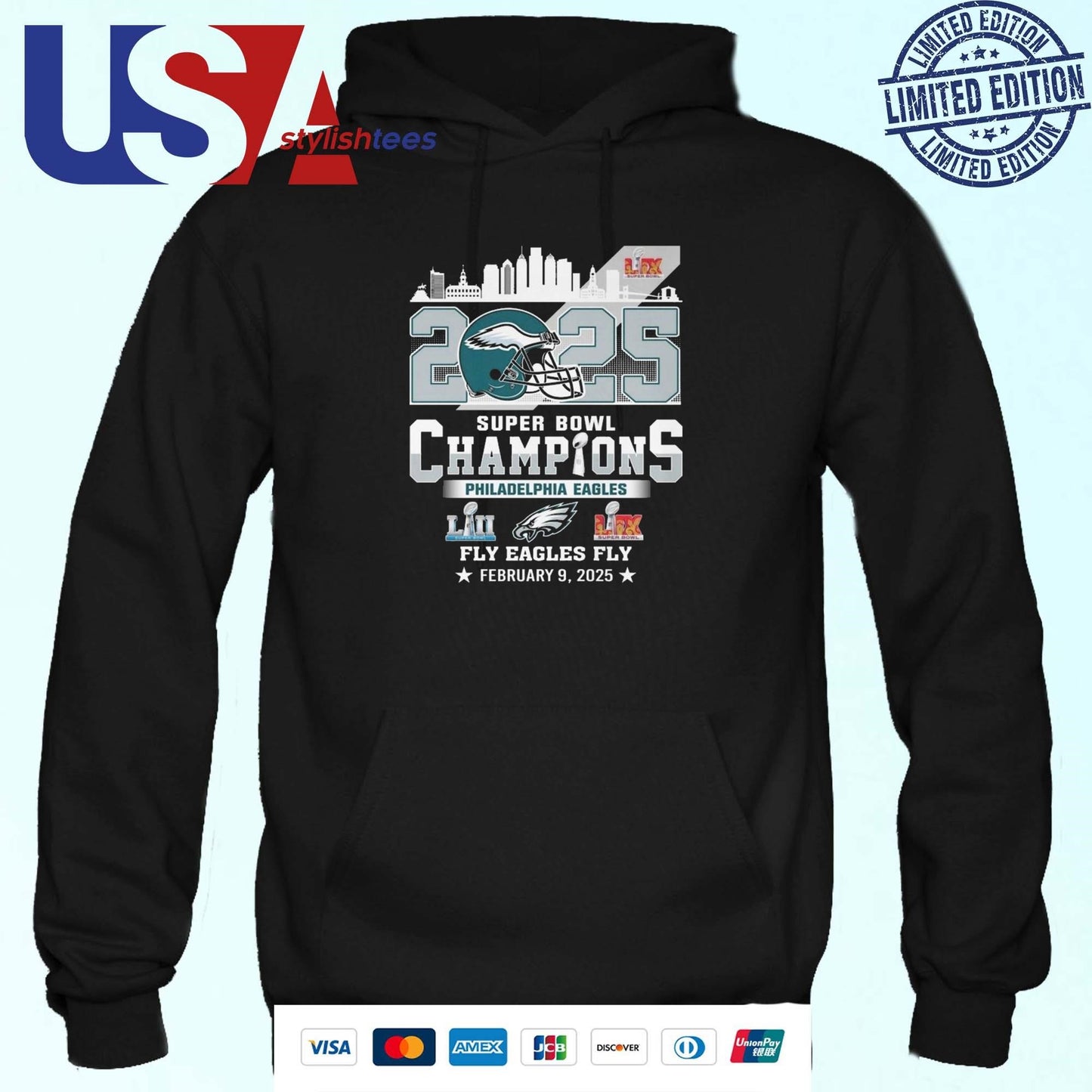 Philadelphia Eagles Super Bowl Champions 2025 Fly Eagles Fly Skylines Feb 9 Shirt