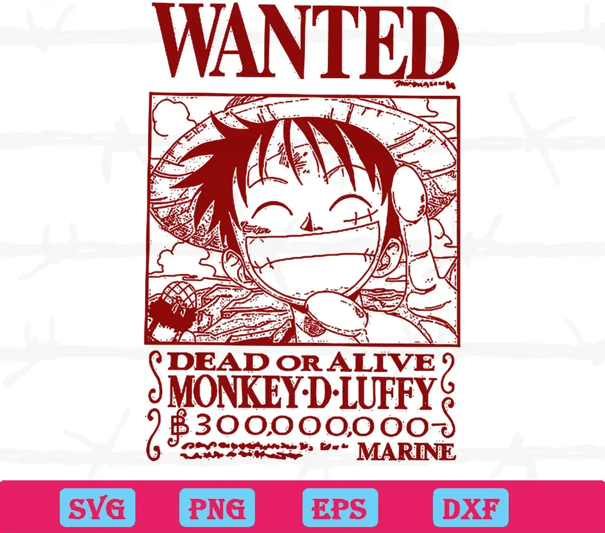 Wanted Dead Or Alive Monkey Luffy One Piece, Vector File Svg