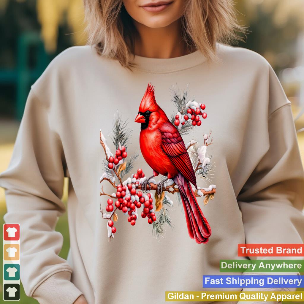 Cute Red Cardinal Flower Bird Animal Lover Design Girl Women