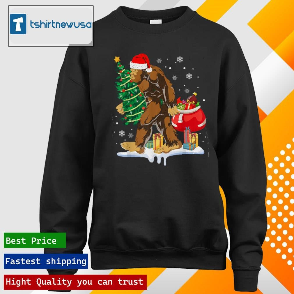 Official Bigfoot Christmas Tree Lights Xmas Sasquatch Lovers 2024 T Shirts