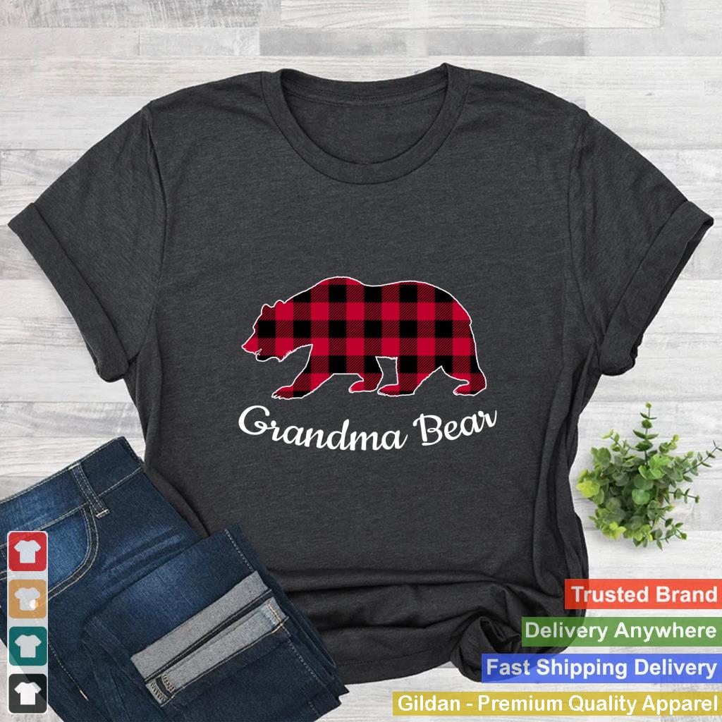 Grandma Bear Christmas Pajama Red Buffalo Plaid Long Sleeve