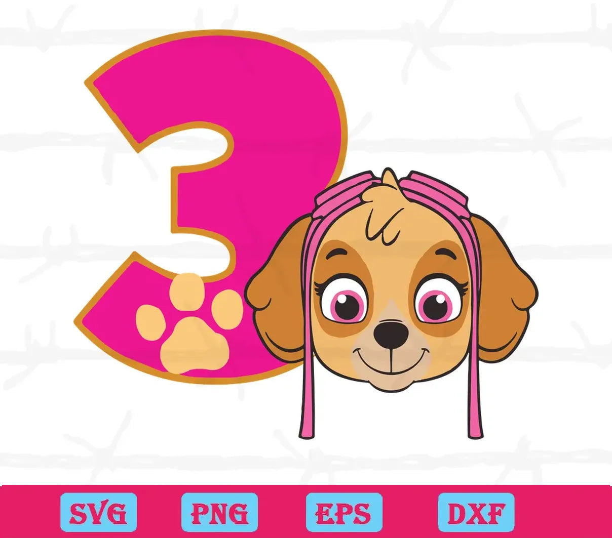 Skye Paw Patrol 3Rd Birthday, Scalable Vector Graphic Svg