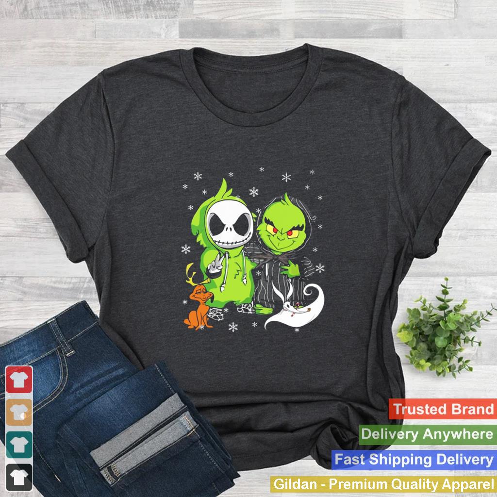 Baby Grinch And Baby Jack Skellington With Boo Christmas shirt