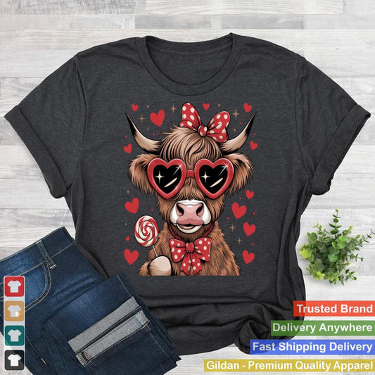 Cute Valentines Day Shirt Valentine Bull Cow Bow Heart Love