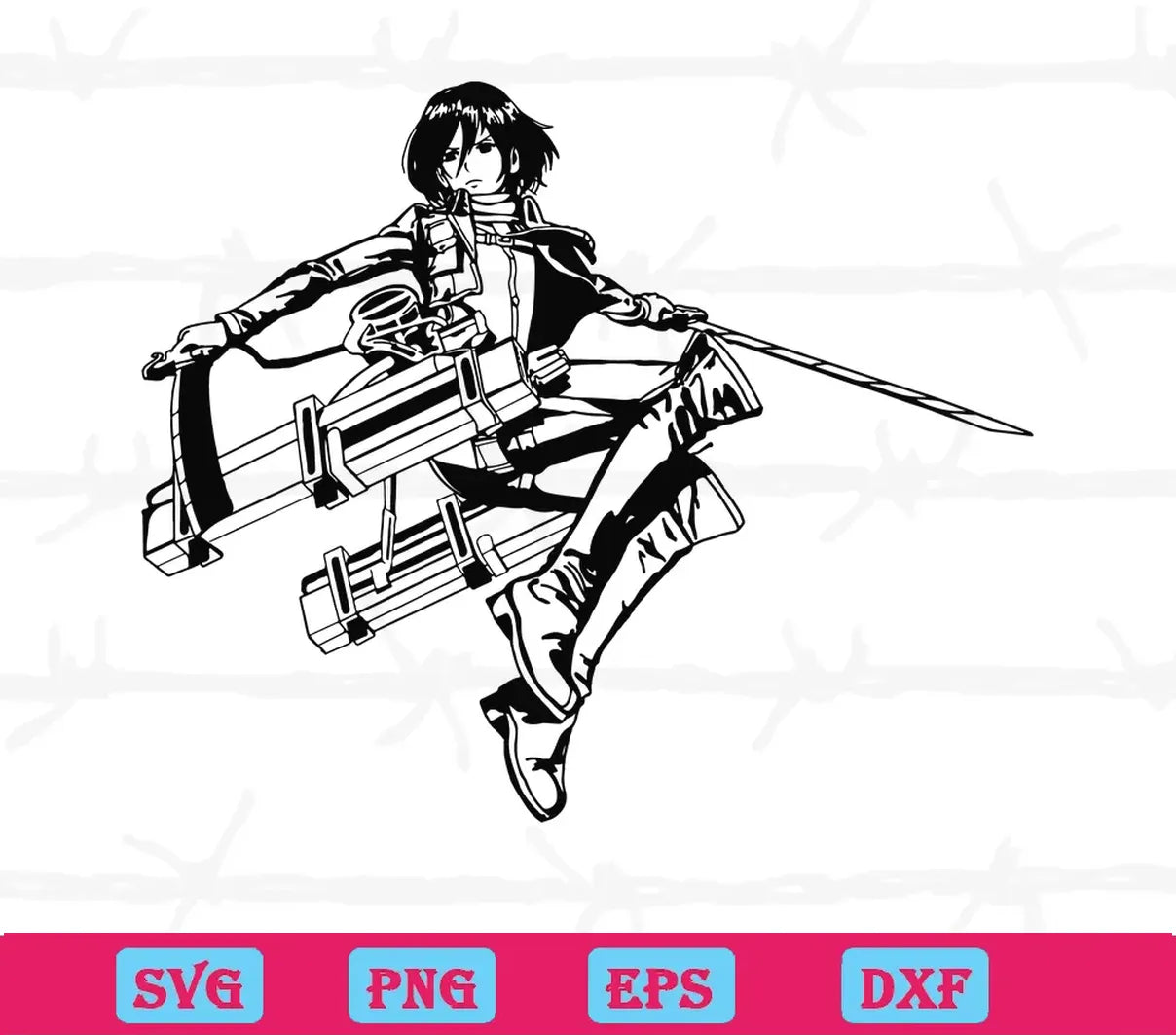 Mikasa Ackerman Attack On Titan, SVG PNG DXF EPS Digital Files