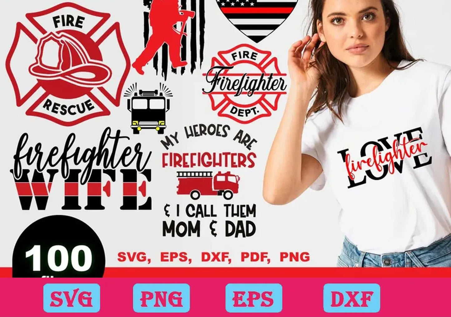 100 Bundle Firefighter Svg