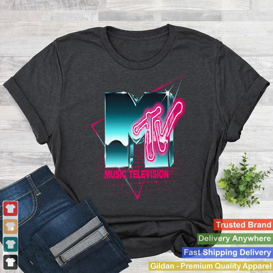 Mademark x MTV - Retro MTV Logo 80's Chrome Effect Neon Colors Vintage MTV Pullover Hoodie