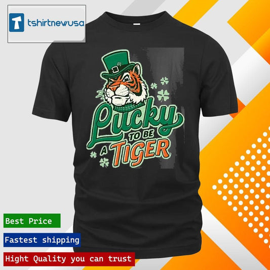 Top Lucky To Be A Tiger Saint Patricks Day 2025 Tiger Town Painting T Shirt