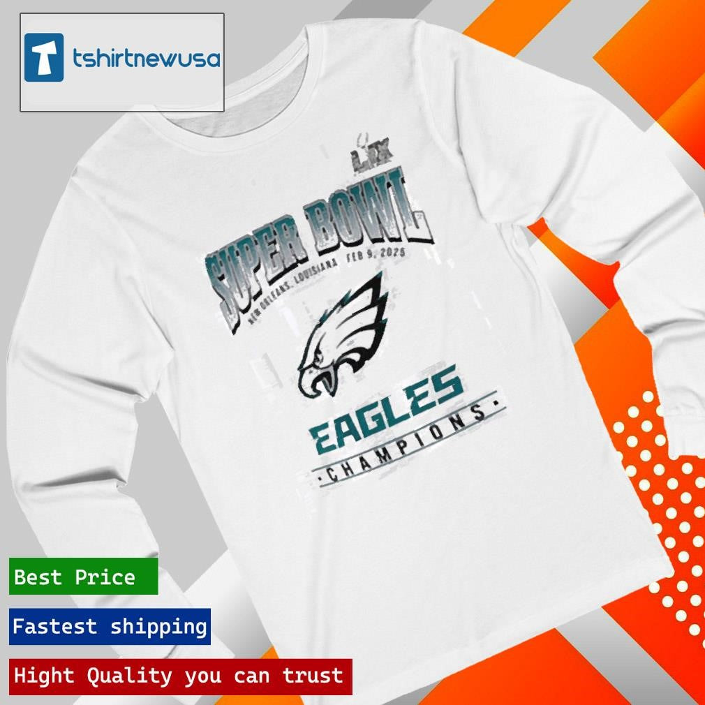 Top Philadelphia Eagles WEAR by Erin Andrews Women’s Super Bowl LIX Champions 2025 T Shirt