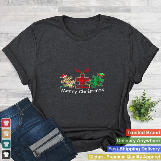 Autism Santa Reindeer Elf Merry Christmas shirt