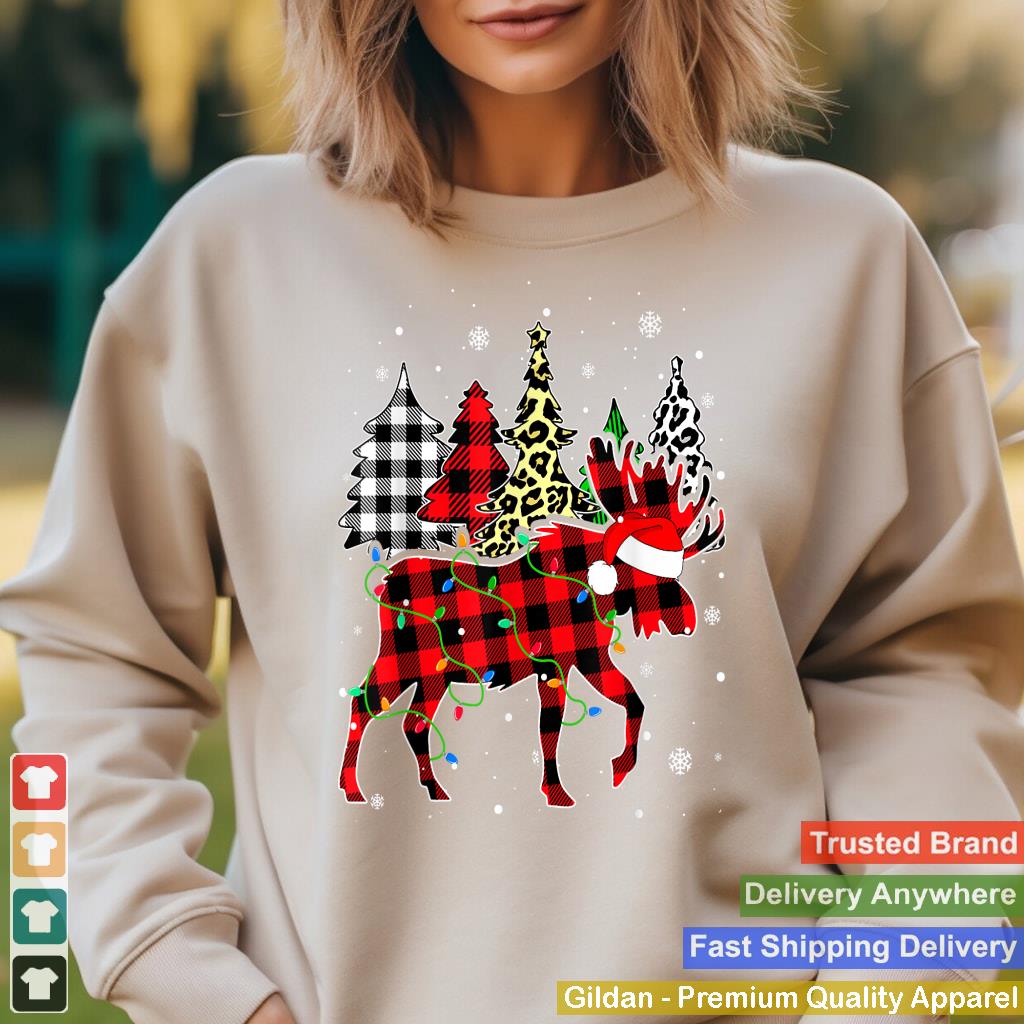 Xmas Moose Animals Christmas Buffalo Plaid Leopard