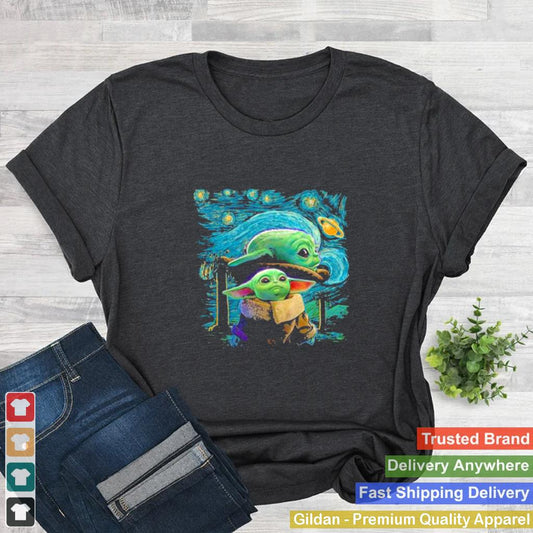 Baby Yoda In Night Star Wars Shirt