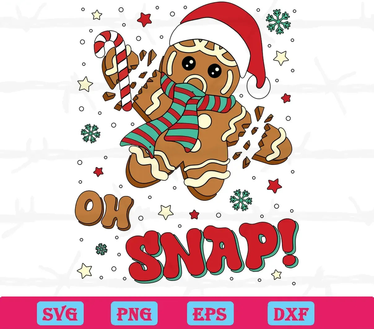 Cute Gingerbread Christmas Oh Snap, Vector Files