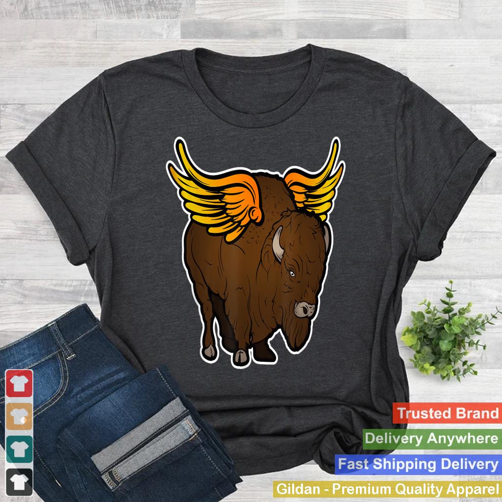 Wild Buffalo Winged Bison Angel Funny Food Art T-shirt