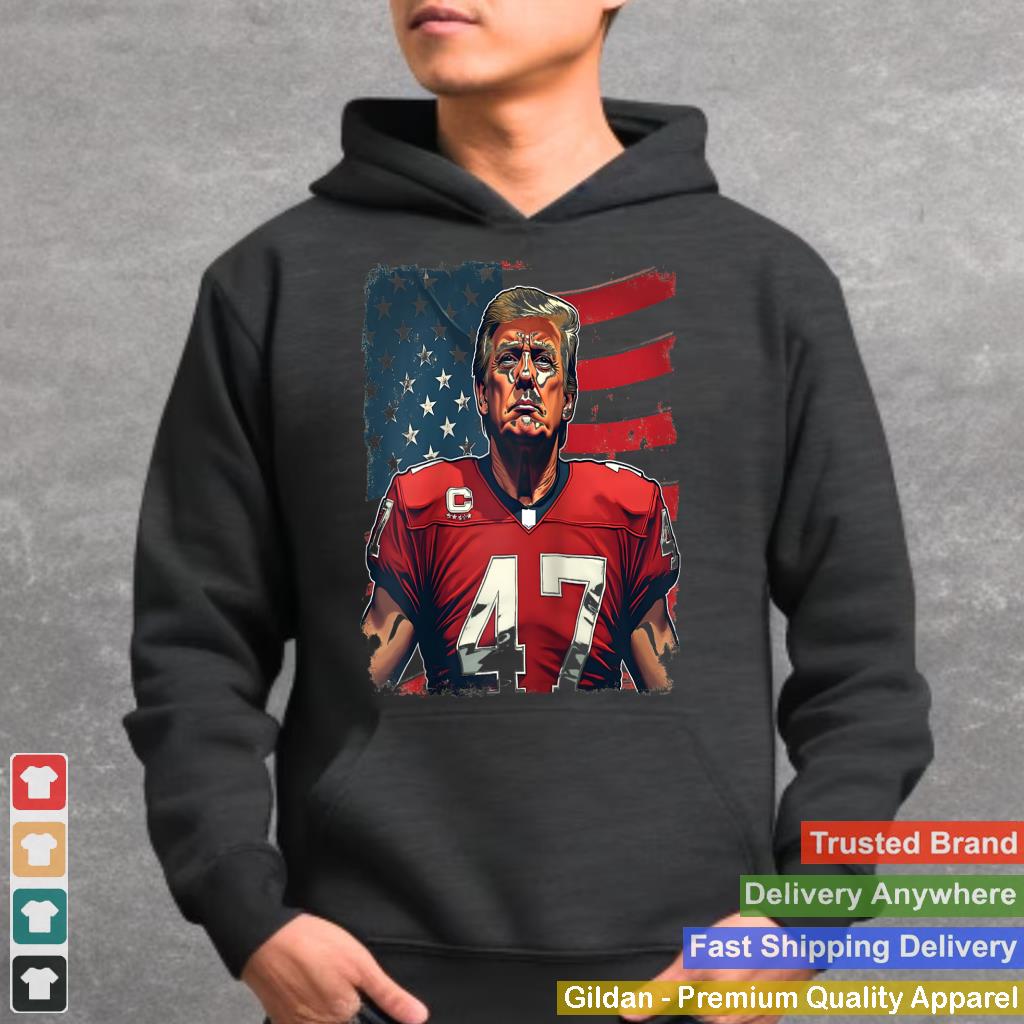 TRUMP 47 Football Player - Patriotic President 47 USA Flag Raglan Baseball Tee