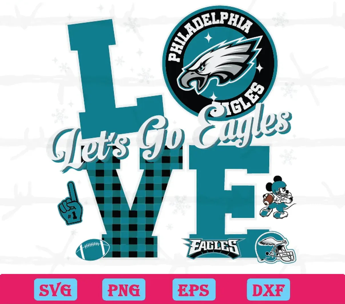 Let Go Eagles Love Philadelphia Eagles, Svg Png Dxf Eps Cricut Files