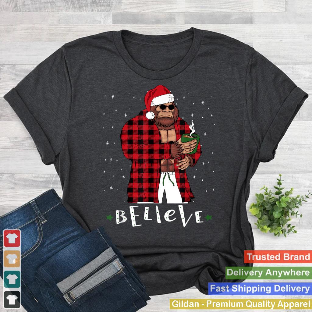 Bigfoot Christmas Buffalo Plaid Sasquatch Coffee Drinker